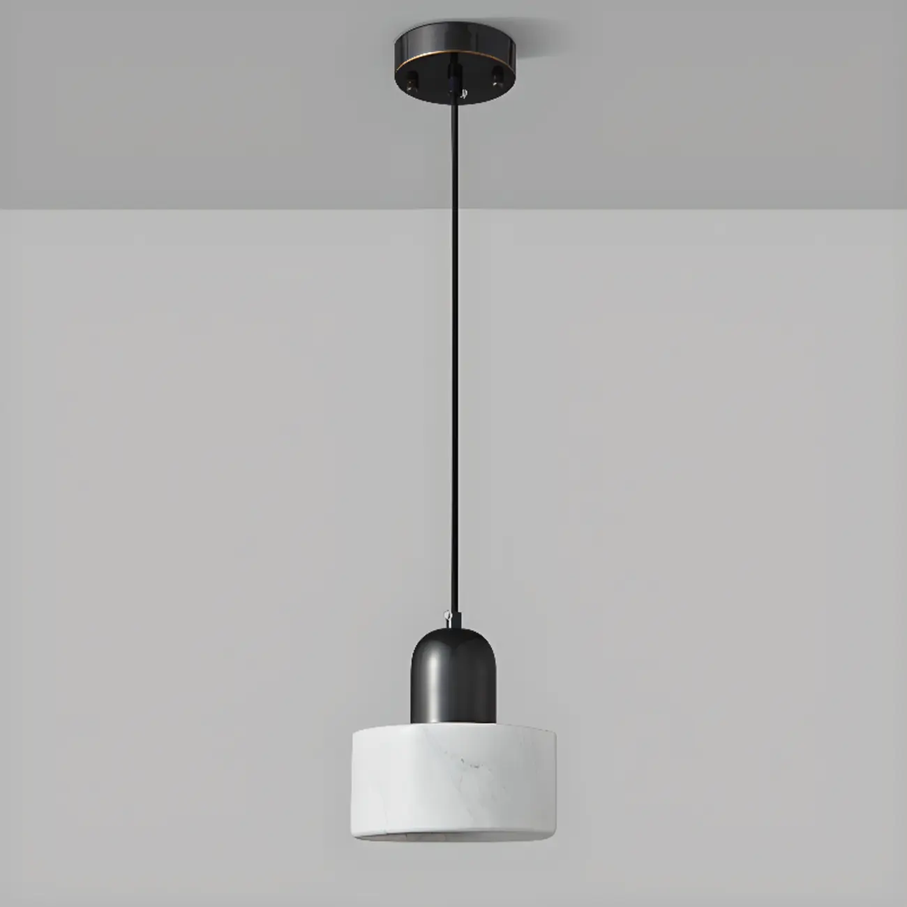 Modern Green Stone Cylinder Black Hanging Pendant Light