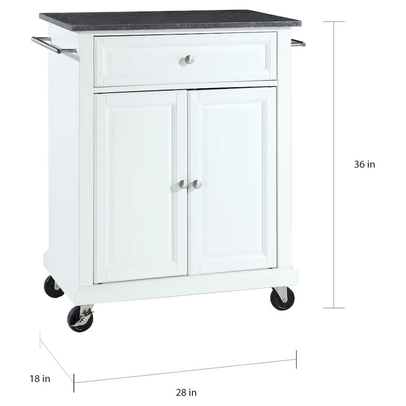 Crosley White Finish/Solid Black Granite Top Kitchen Cart/Island - 18d x 31w x 35.5h