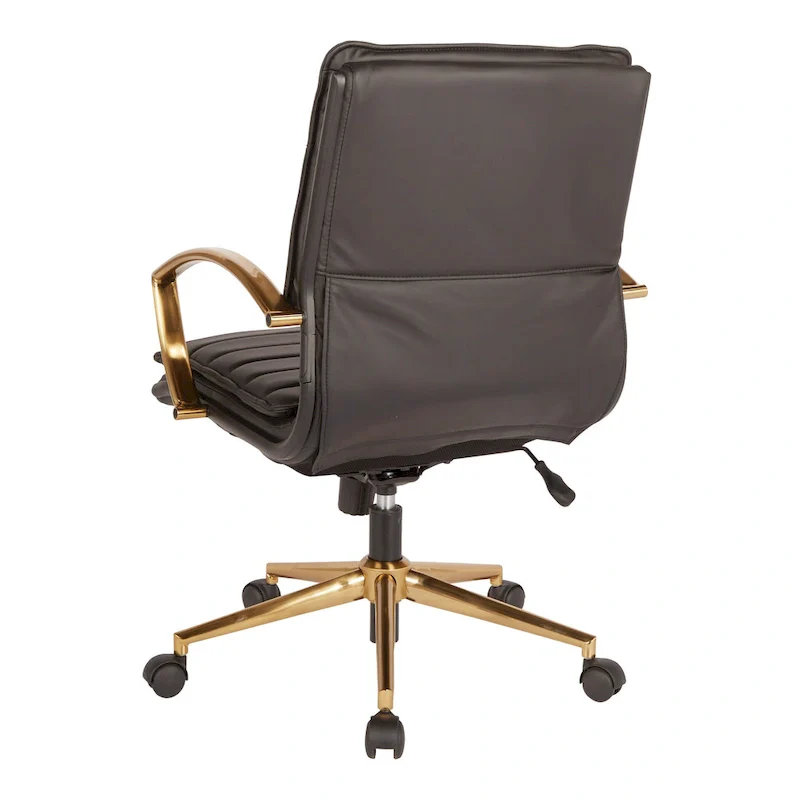 OSP Home Furnishings Gold Base Mid-back Faux Leather Office Chair
