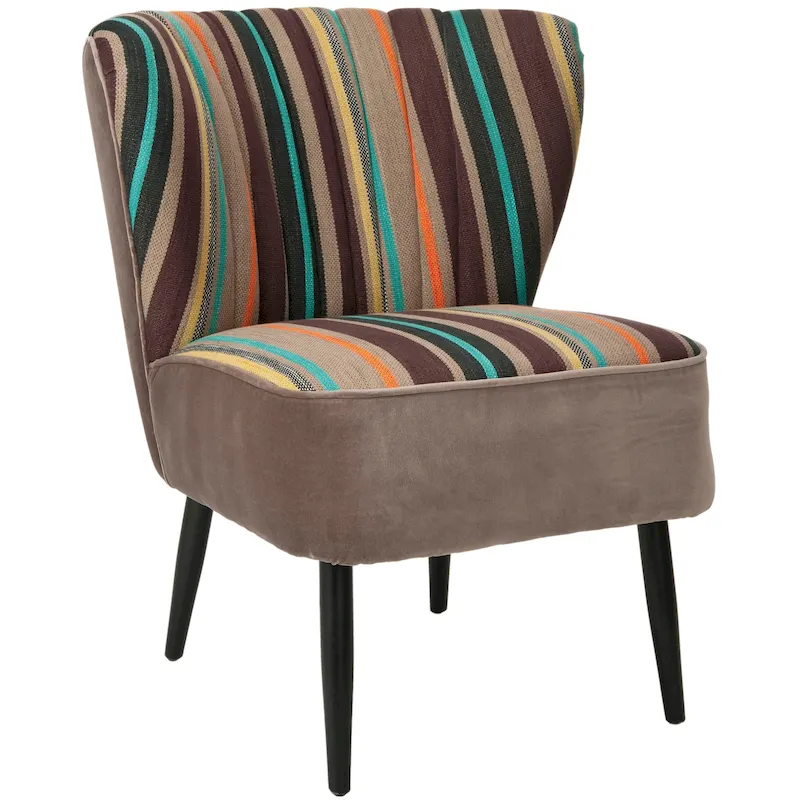 SAFAVIEH Lauryne Mid-Century Rainbow Striped Accent Chair - 24.4 x 28.3 x 29.9 - 24Wx28Dx30H