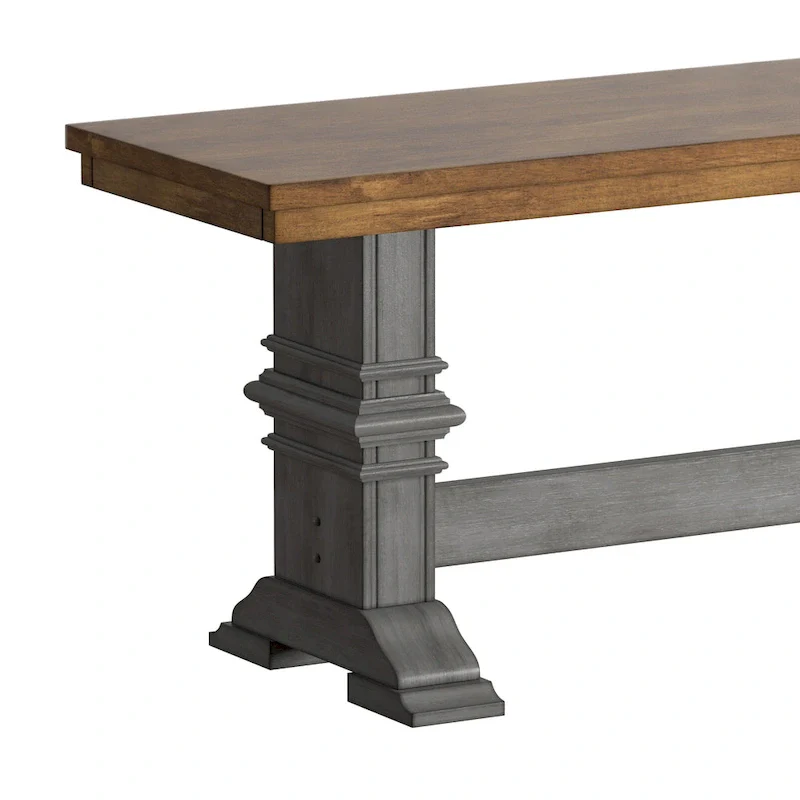 Two-Tone Trestle Leg Wood Dining Bench