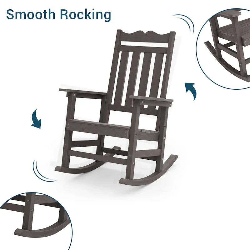 BONOSUKI Patio Adirondack Rocking Chair,Fire Pit Chair Weather Resistant