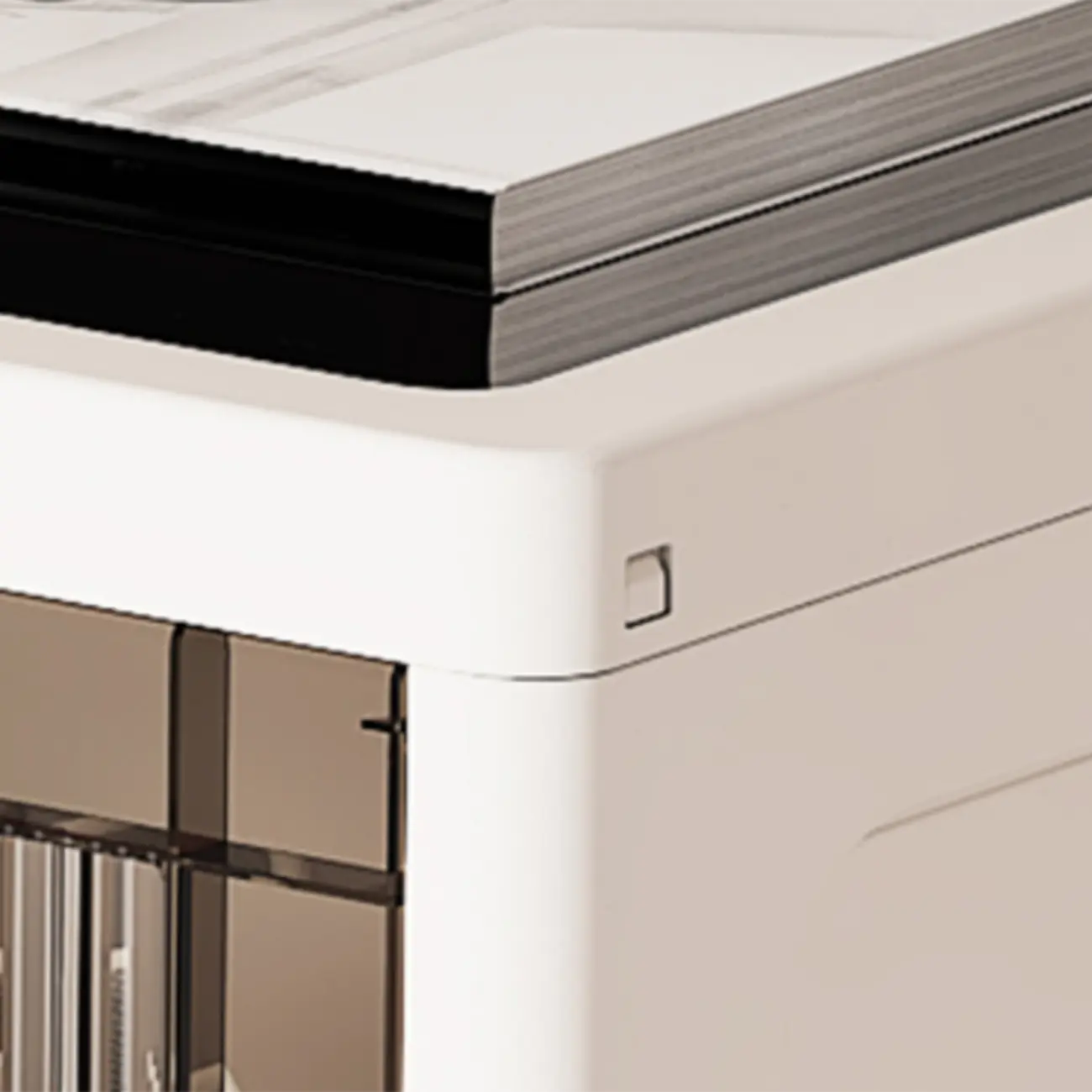 Hallway White Plastic Drop-Front Shoe Cabinet with Casters