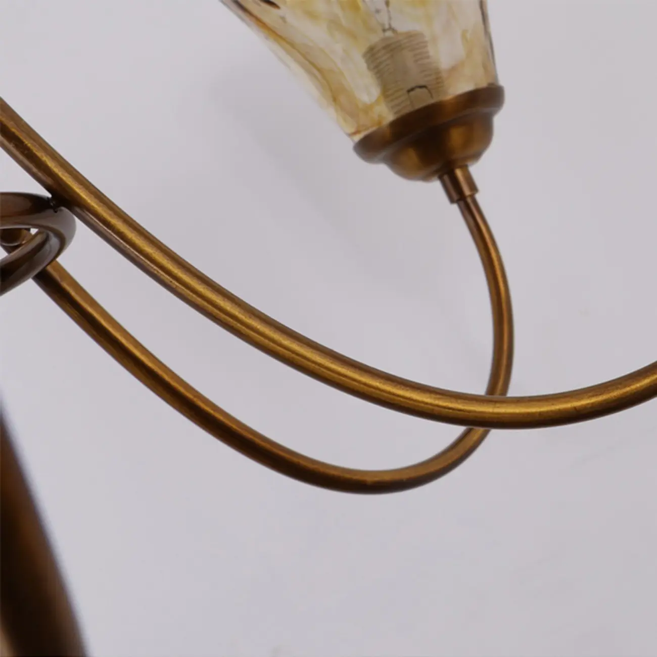 6 Lights Modern Amber Flower Glass Chandelier