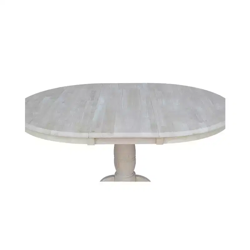 36 Round Top Pedestal Dining Table with 12 Drop Leaf - International Concepts