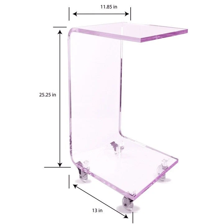 DesignStyles Acrylic C-Table w/Wheels