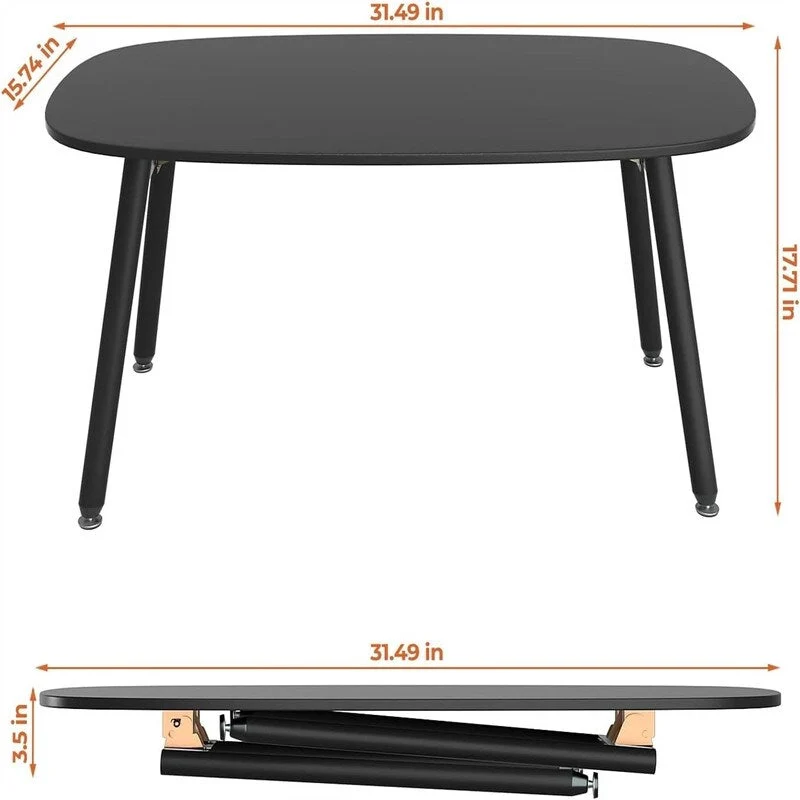 Folding Coffee Table Rustic Farmhouse Coffee Tables - 31.5D x 15.7W x 17.7H