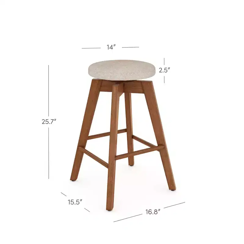 Wood Swivel Cushion Counter Height Barstool – Armless, Fixed Height, 250 lb Capacity