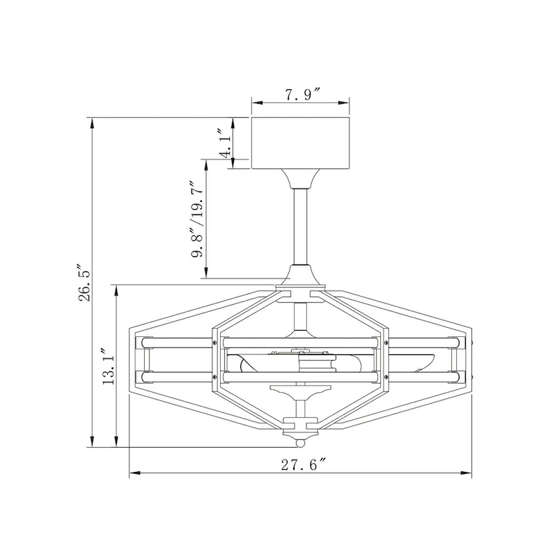Hamza Matte Black 28-Inch Reversible 3-Blade LED Fandelier Ceiling Fan with Remote