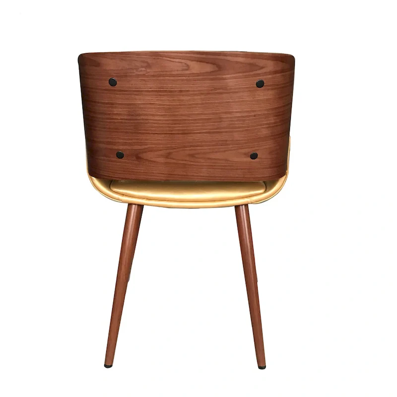 Faux Leather Mid-Century Dining Chair with Metal Legs