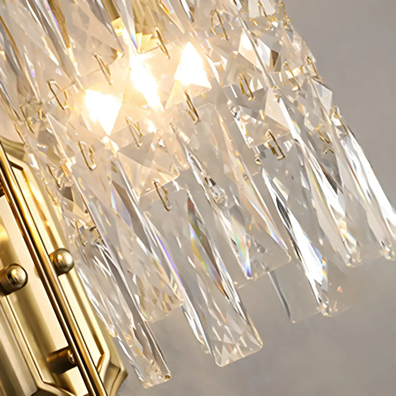 Luxury Golden Gooseneck Cylinder Crystal Wall Sconce