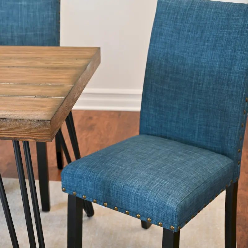 Roundhill Furniture Amisos 6-Piece Dining Set, Hairpin Dining Table with 4 Chairs and Upholstery Bench