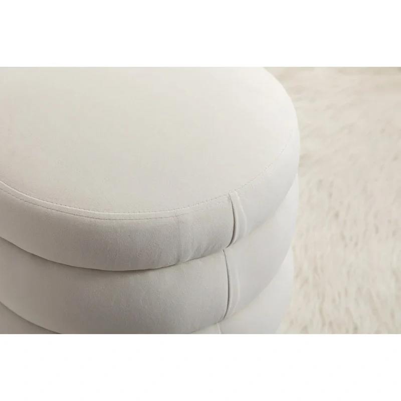 Soft Velvet Round Ottoman Footrest Stool