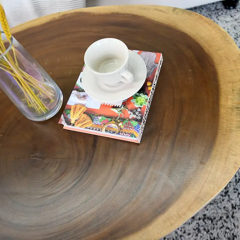 Natural Solid Wood Round End Table Coffee Table