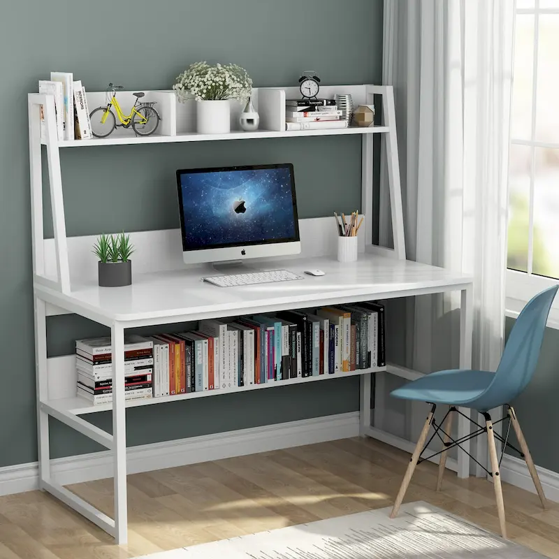 47 Inch Modern Computer Desk with Hutch and Bookshelf