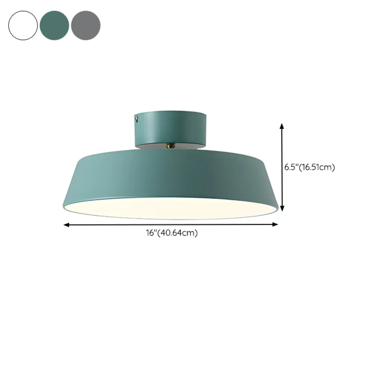 Modern Metal Drum Dimmable Semi Flush LED Ceiling Light