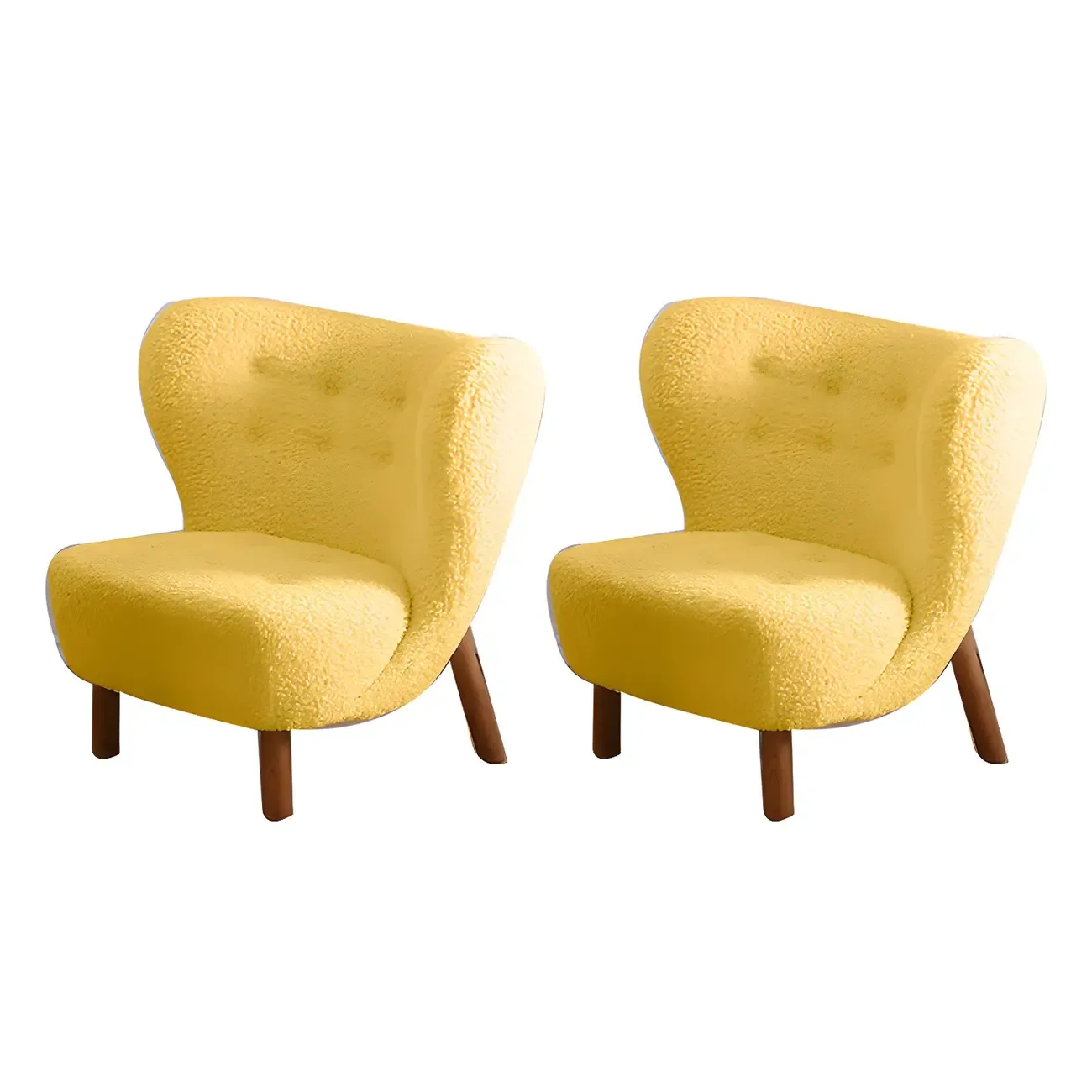 Mid-Century Modern Flannel Accent Chair in Off-White