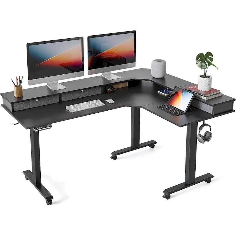 FEZIBO/Home Office Furniture/Brown&Black/Wood/Standing Desk/Desks