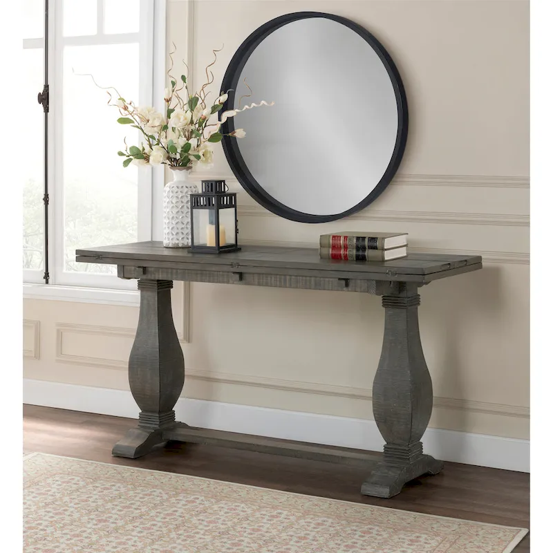 60 Solid Wood Pedestal Flip-top Sofa Console Table