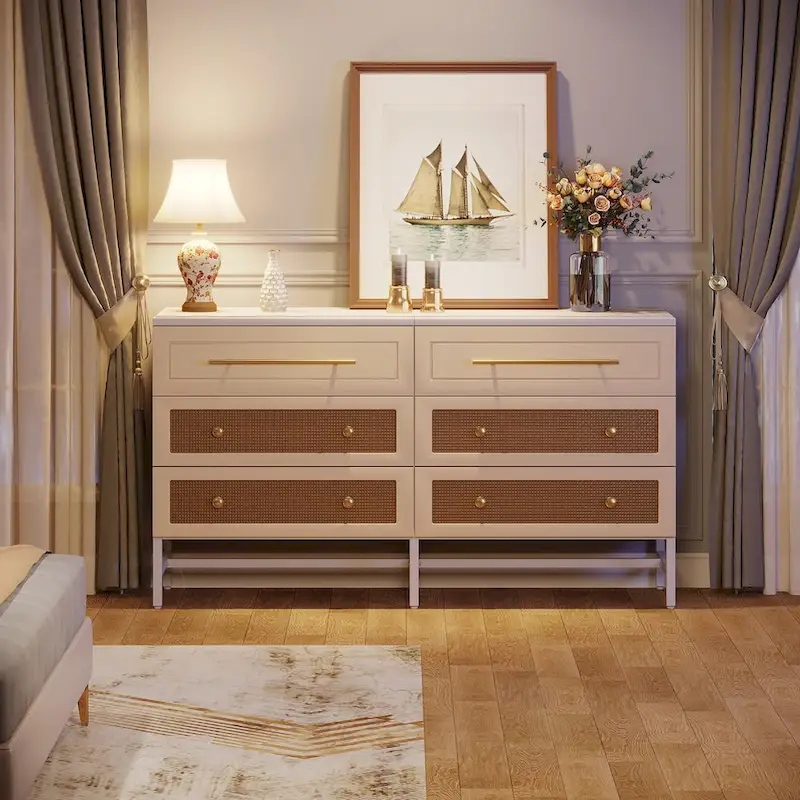 Modern Dresser 6 Drawer Dressers Chests of Drawers for Bedroom