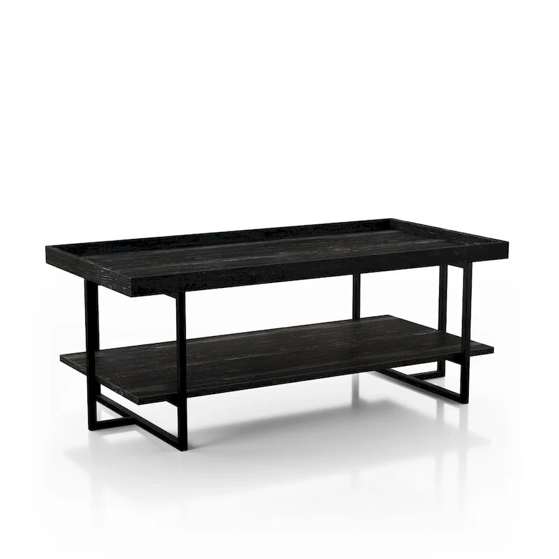 Alivia Rustic Black 47-inch Steel 1-Shelf Coffee Table by