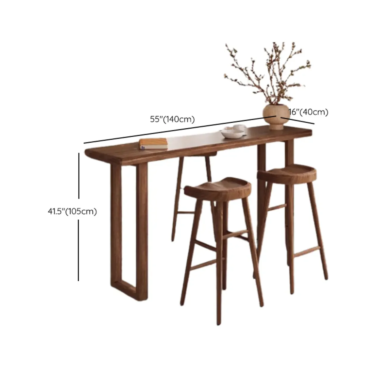 Rustic Cocoa Pine Fixed Top Sled Bar Tables