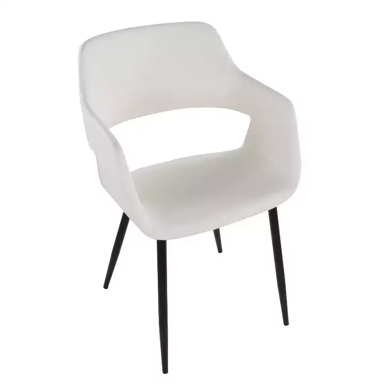 LumiSource Set of 2 Margarite Dining Chair Black PU Metal/White