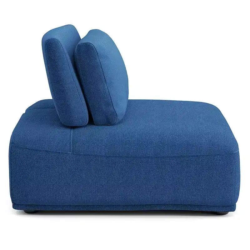 Blue Chenille Armless Recliner Chair, 1-Seat