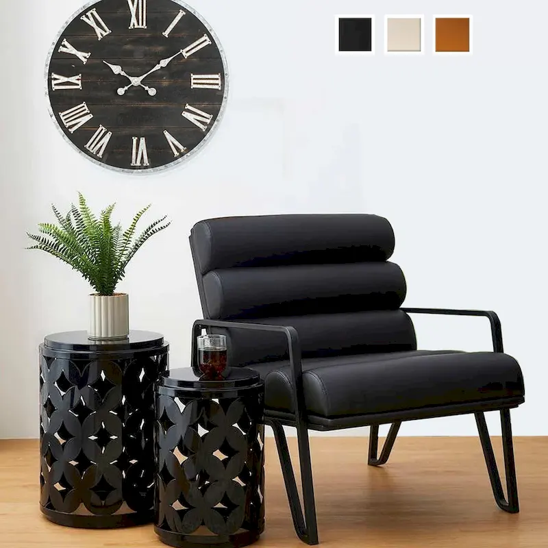 26.75W Modern Comfy PU Leather Accent Chair with Metal Frame