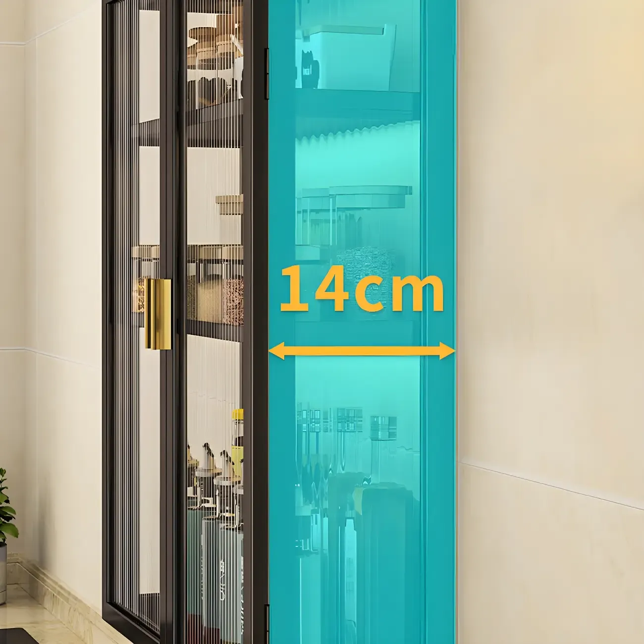 Kitchen Black Modern Metal Floating China Cabinet