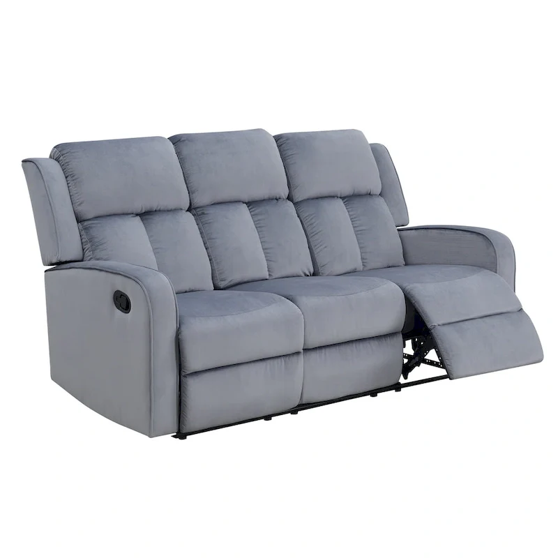 Dale Blue-grey Fabric Upholstered Reclining Sofa