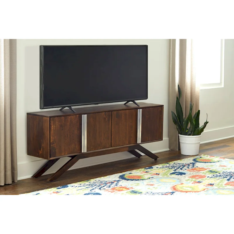 Modena Mid-Century Modern 59 Wide Solid Wood Walnut TV Stand