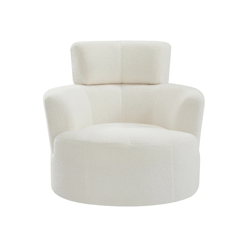 Polyester Barrel Swivel Chair with 360 Rotation, and Adjustable Headrest & Berber Fleece Upholstery - 320lb Capacity