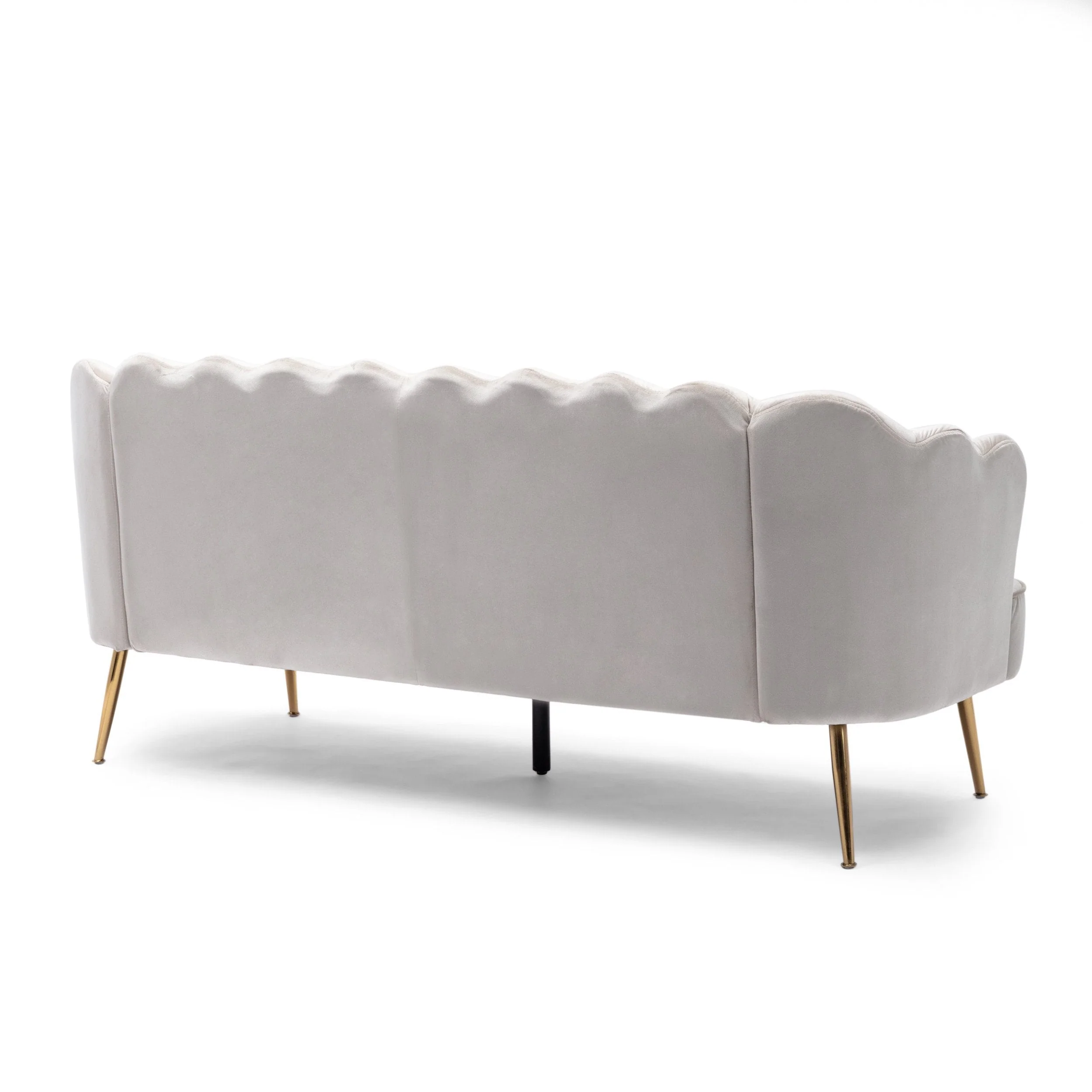 Modern Glam Velvet Channel Stitch 3 Seater Shell Sofa - NH378413