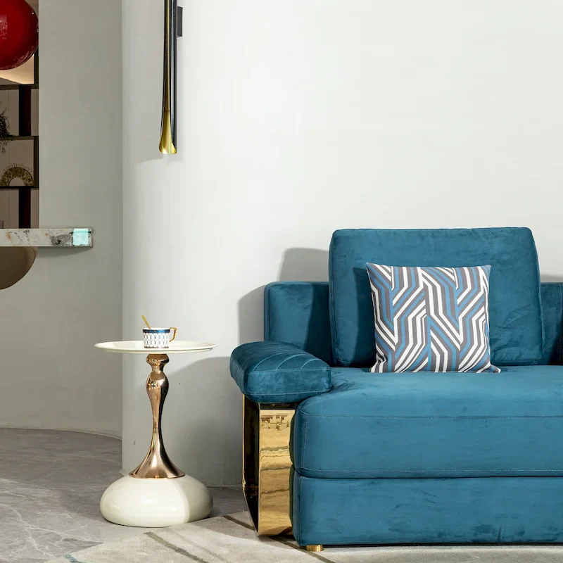 14.96 Gold Finish Carbon Steel Side Table, Modern Design