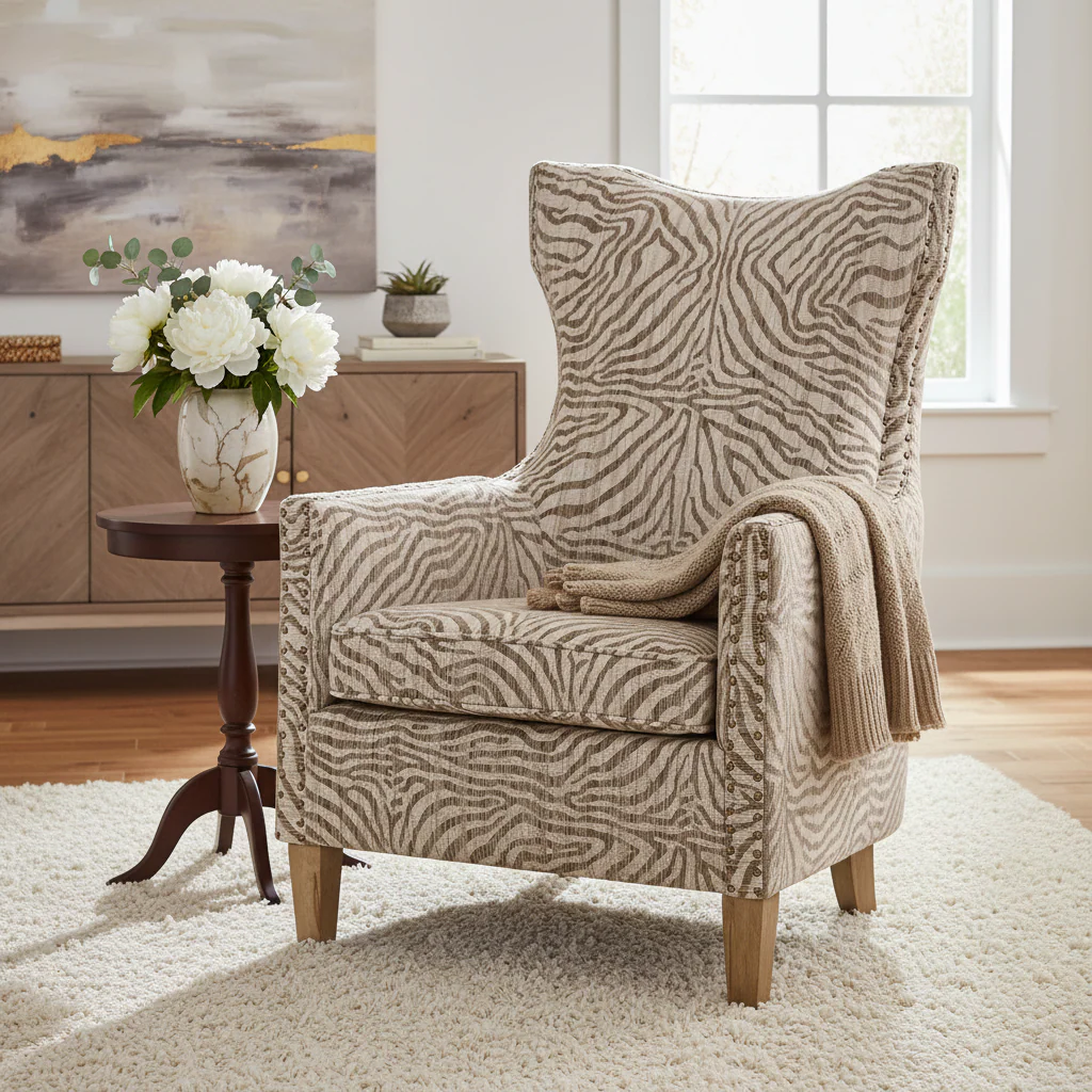 Plush Animal Pattern Armchair, Brown, for 1 Person