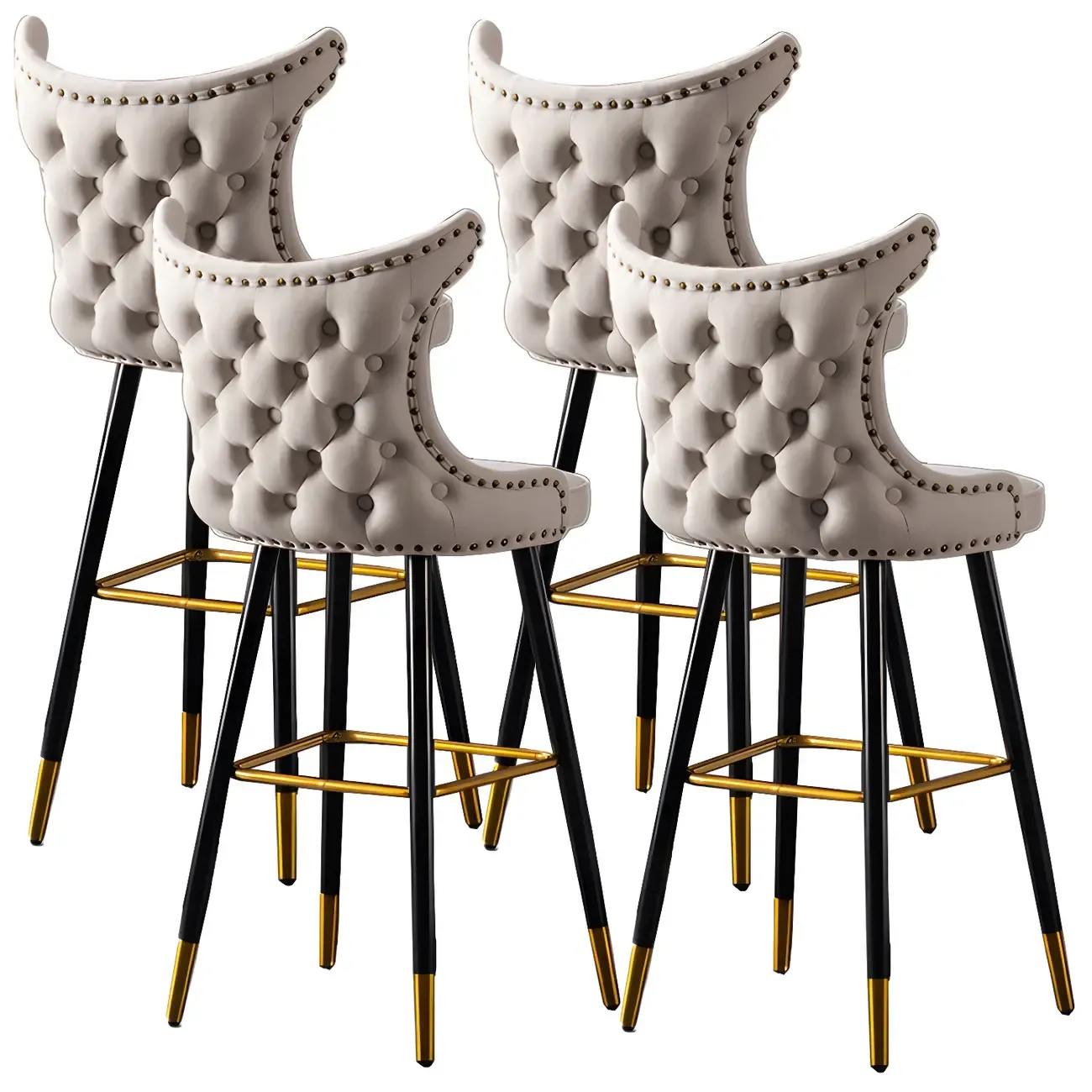 Velvet Upholstered Wingback Counter Height Bar Stools