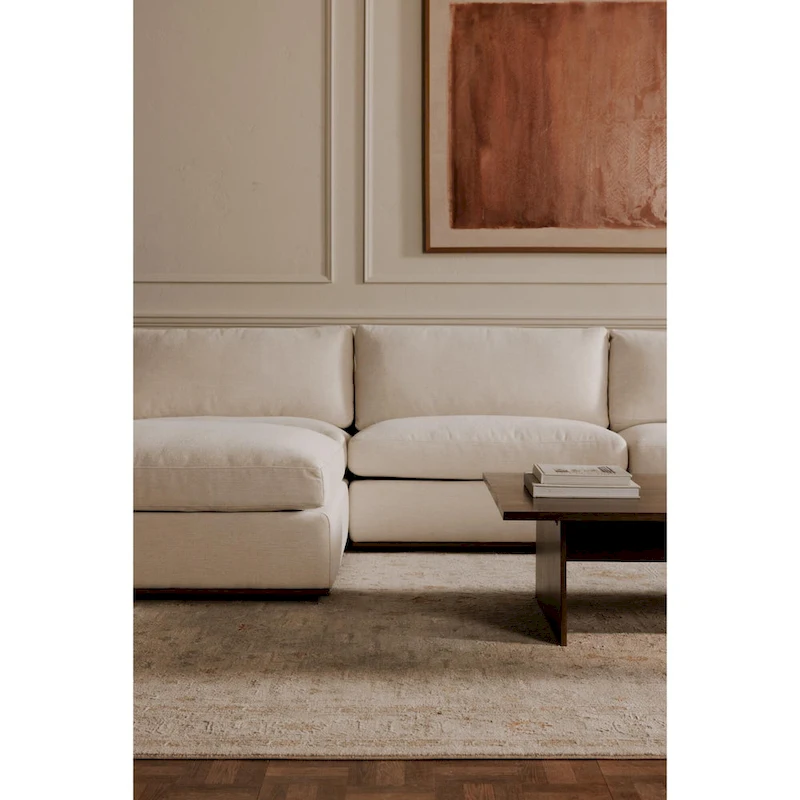 NADAAL STUDIOS Rio Modular Sofa With Rubber Wood Base - 136.2W x41D x23.6H