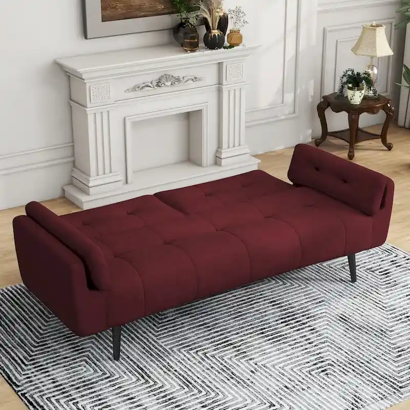 75 Convertible Sleeper Futon Sofa Bed With Adjustable Tufted Back