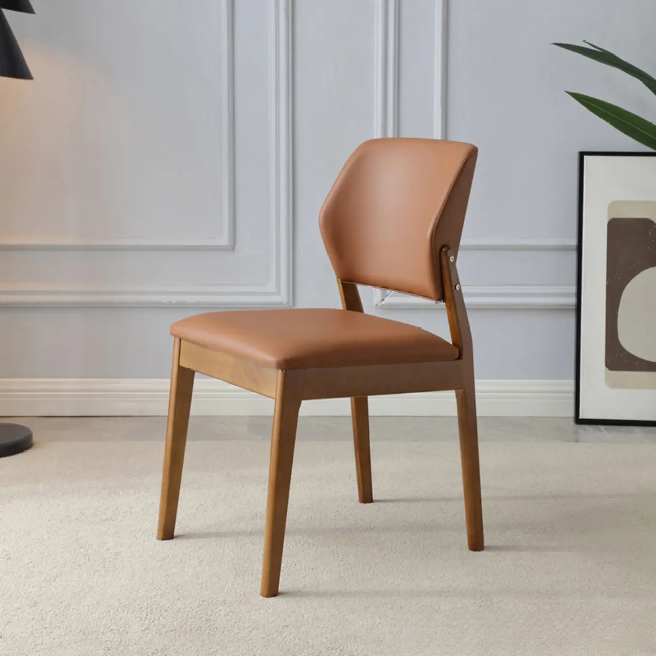 Scandinavian Faux Leather Low Back Dining Chair