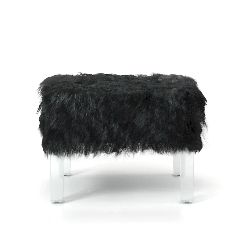 Modern Faux Fur Acrylic Footstool