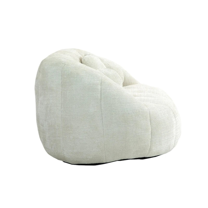 White 63.78 Chenille Upholstered Lounge Chair with High Density Foam