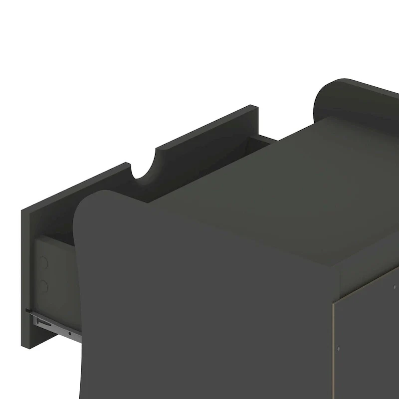 Mid-Century Modern 2-Drawer Nightstand, MDF, Curved Legs, 19.68