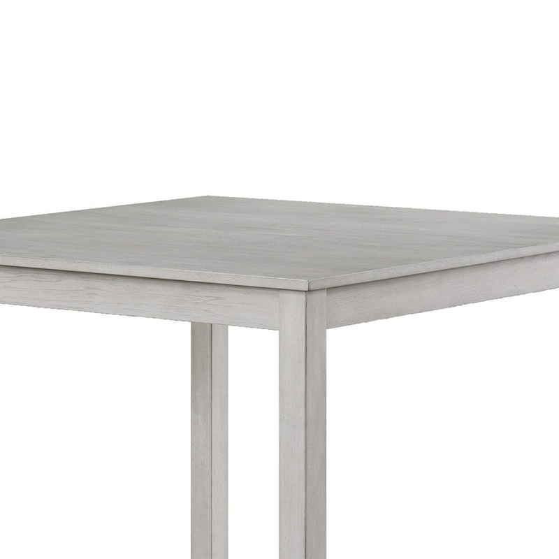 Cher 5 Piece Set Counter Height Dining Table, 4 Chairs, Gray Fabric, Wood