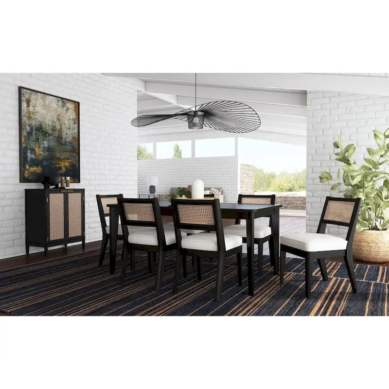 Black Wood Rectangle Dining Table 66 x 30 x 36 Inches, Modern Kitchen Dining Room Table