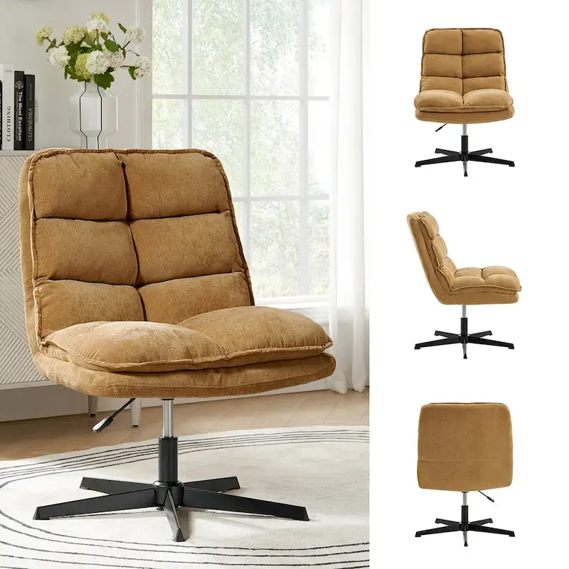 Joaquin Modern Armless 0ffice Chair Tufted 360Swivel With Upholstered by HULALA HOME