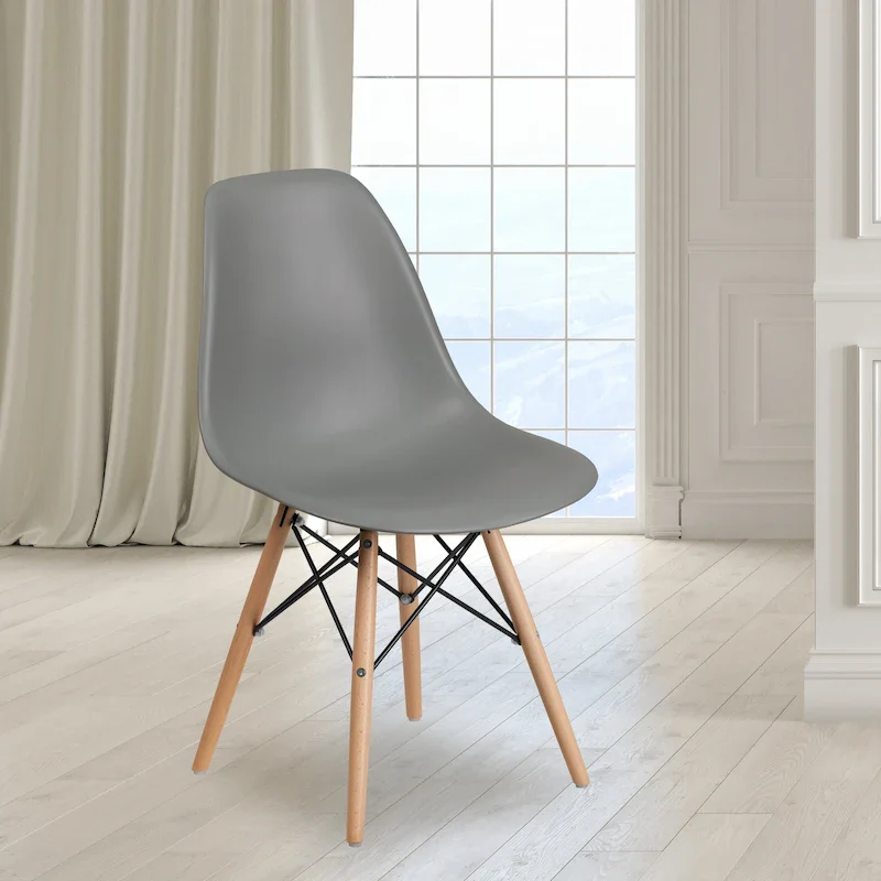 Plastic Chair with Wooden Legs