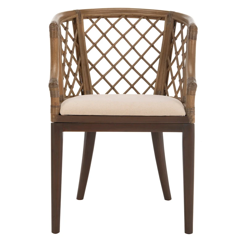 SAFAVIEH Theona Rattan Lattice Arm Chair - 22.3 W x 23 L x 31.3 H - 22Wx23Dx31H