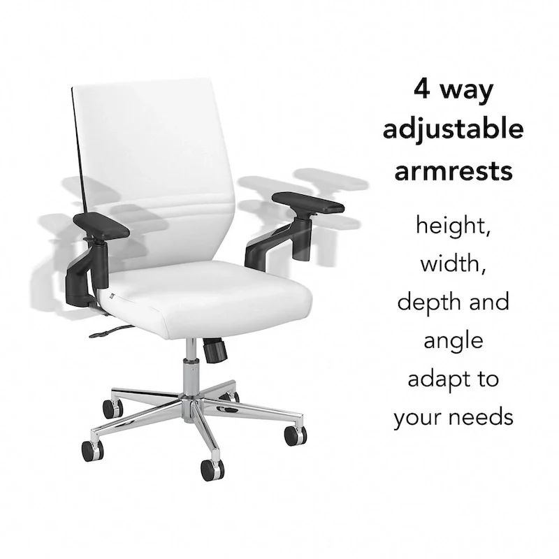 Mid Back Bonded Leather Office Chair with Adjustable Height and Armrests