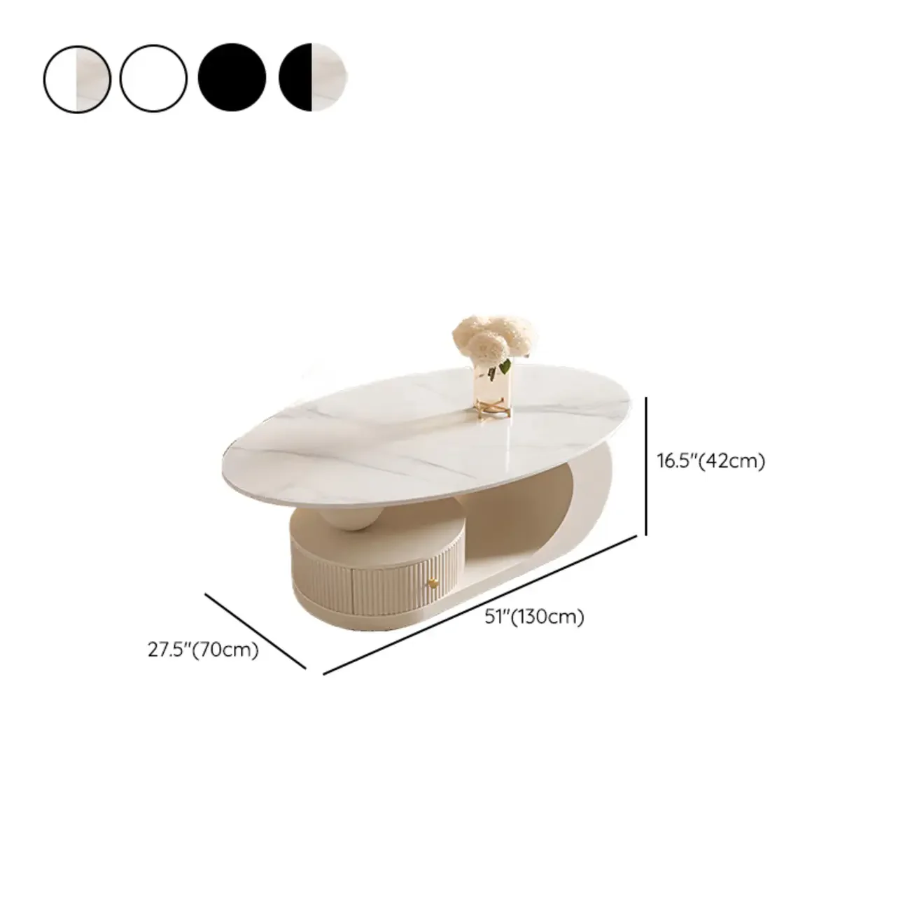 Modern White Stone Top Coffee Table with Scratch Resistant